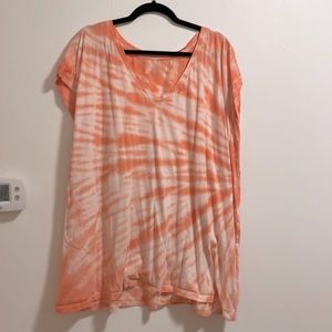 Peach/coral Tie-dye top